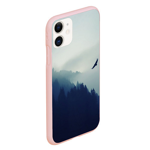Чехол iPhone 11 матовый Орел над Лесом / 3D-Светло-розовый – фото 2