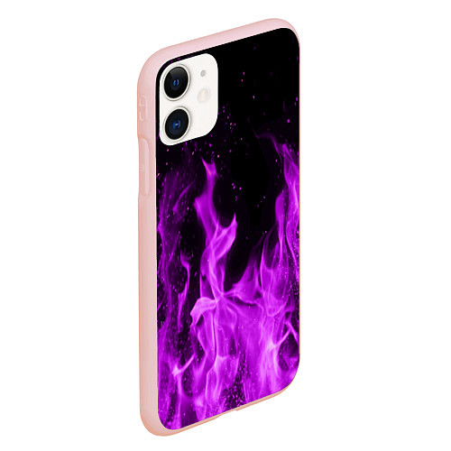 Чехол iPhone 11 матовый Фиолетовый огонь / 3D-Светло-розовый – фото 2