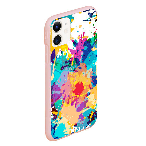 Чехол iPhone 11 матовый Пятна краски / 3D-Светло-розовый – фото 2