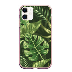 Чехол iPhone 11 матовый Доисторический лес, цвет: 3D-светло-розовый