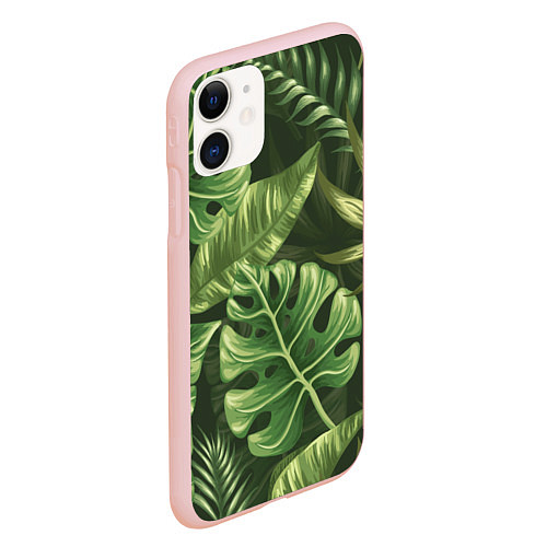 Чехол iPhone 11 матовый Доисторический лес / 3D-Светло-розовый – фото 2