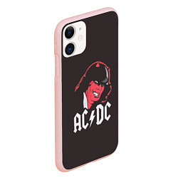 Чехол iPhone 11 матовый AC/DC Devil, цвет: 3D-светло-розовый — фото 2