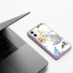 Чехол iPhone 11 матовый Сирень и Пионы, цвет: 3D-сиреневый — фото 2