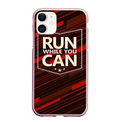Чехол iPhone 11 матовый Run while you can, цвет: 3D-светло-розовый