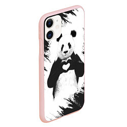 Чехол iPhone 11 матовый Panda Love, цвет: 3D-светло-розовый — фото 2