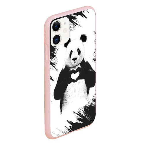 Чехол iPhone 11 матовый Panda Love / 3D-Светло-розовый – фото 2