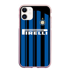 Чехол iPhone 11 матовый Inter FC: Home 17/18, цвет: 3D-светло-розовый