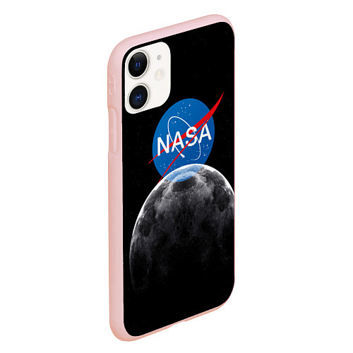 Чехол iPhone 11 матовый NASA: Moon Rise / 3D-Светло-розовый – фото 2