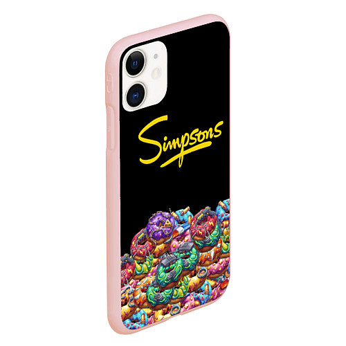 Чехол iPhone 11 матовый Simpsons Donuts / 3D-Светло-розовый – фото 2
