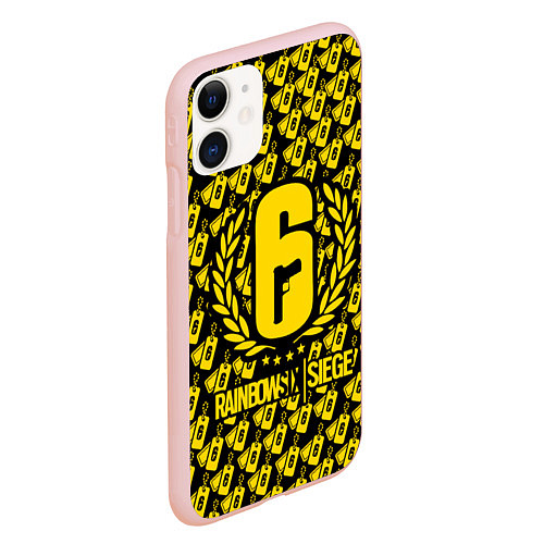 Чехол iPhone 11 матовый Rainbow Six: Champion Yellow / 3D-Светло-розовый – фото 2