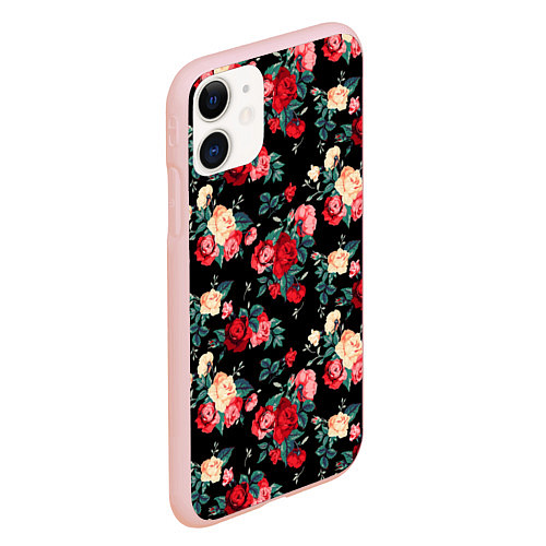 Чехол iPhone 11 матовый Кустовые розы / 3D-Светло-розовый – фото 2