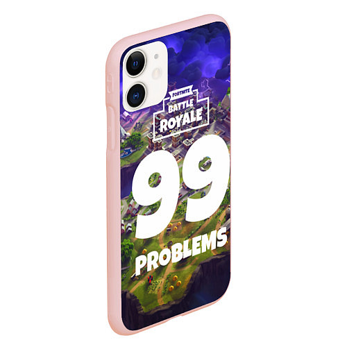 Чехол iPhone 11 матовый Fortnite: 99 Problems / 3D-Светло-розовый – фото 2