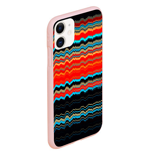 Чехол iPhone 11 матовый Волны абстракции / 3D-Светло-розовый – фото 2
