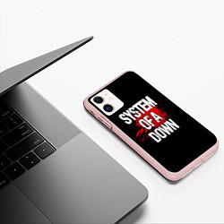 Чехол iPhone 11 матовый System of a Down Blood, цвет: 3D-светло-розовый — фото 2