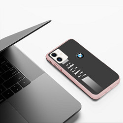 Чехол iPhone 11 матовый BMW SPORT, цвет: 3D-светло-розовый — фото 2