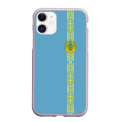 Чехол iPhone 11 матовый I Love Kazakhstan, цвет: 3D-светло-розовый