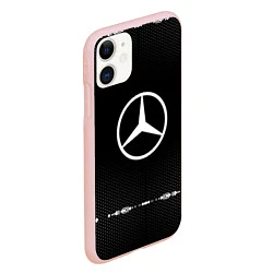 Чехол iPhone 11 матовый Mercedes: Black Abstract, цвет: 3D-светло-розовый — фото 2