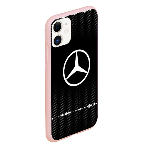 Чехол iPhone 11 матовый Mercedes: Black Abstract / 3D-Светло-розовый – фото 2