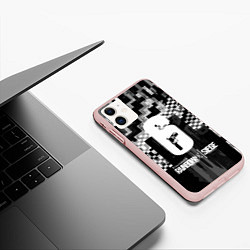Чехол iPhone 11 матовый R6S: Black Glitch, цвет: 3D-светло-розовый — фото 2