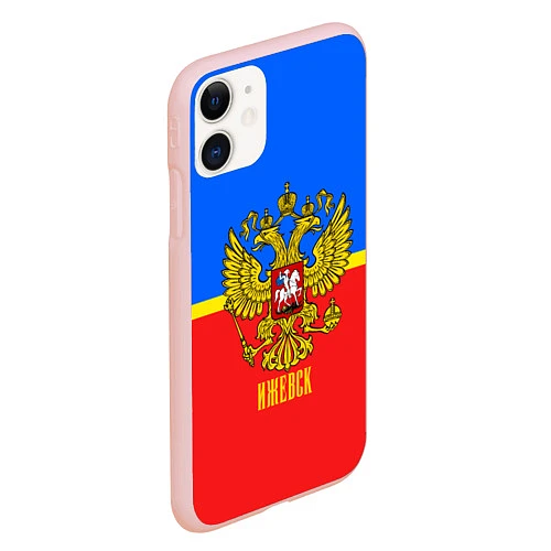 Чехол iPhone 11 матовый Ижевск: Россия / 3D-Светло-розовый – фото 2