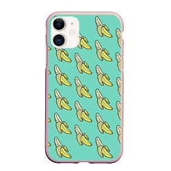 Чехол iPhone 11 матовый Любитель бананов, цвет: 3D-светло-розовый