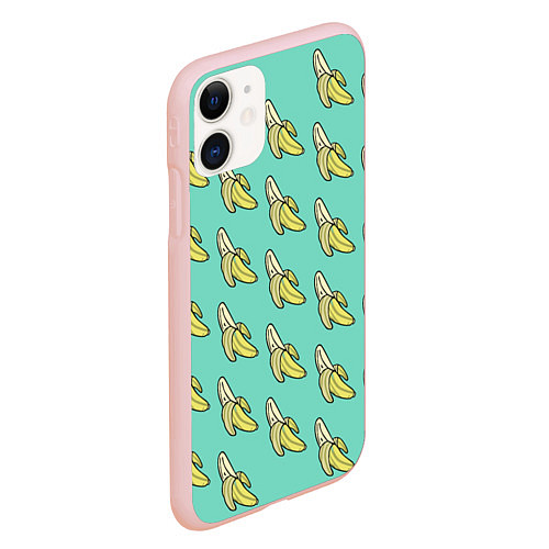 Чехол iPhone 11 матовый Любитель бананов / 3D-Светло-розовый – фото 2