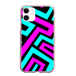 Чехол iPhone 11 матовый Maze: Violet & Turquoise, цвет: 3D-светло-розовый