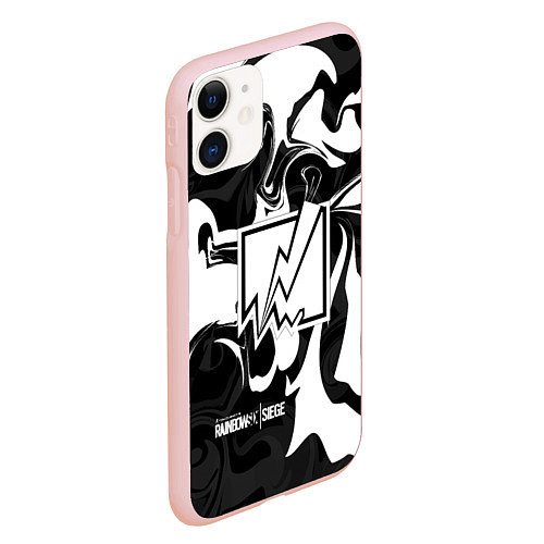 Чехол iPhone 11 матовый Rainbow Six: Black & White / 3D-Светло-розовый – фото 2