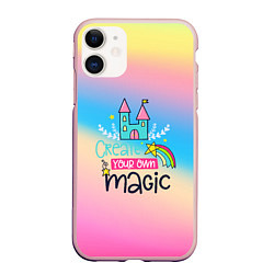 Чехол iPhone 11 матовый Create your own magic, цвет: 3D-светло-розовый