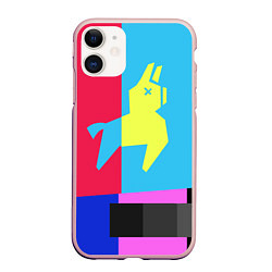 Чехол iPhone 11 матовый Цветная Лама, цвет: 3D-светло-розовый