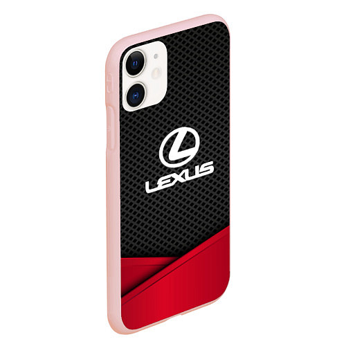 Чехол iPhone 11 матовый Lexus: Grey Carbon / 3D-Светло-розовый – фото 2