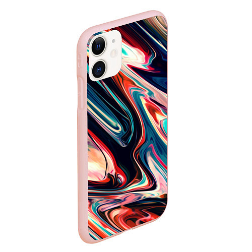 Чехол iPhone 11 матовый Разноцветные краски / 3D-Светло-розовый – фото 2
