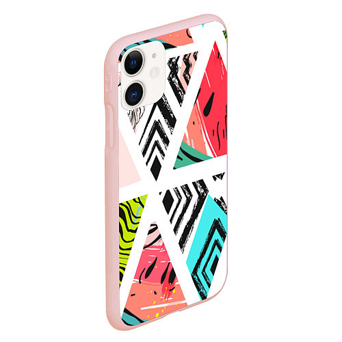 Чехол iPhone 11 матовый Тропическое ассорти / 3D-Светло-розовый – фото 2