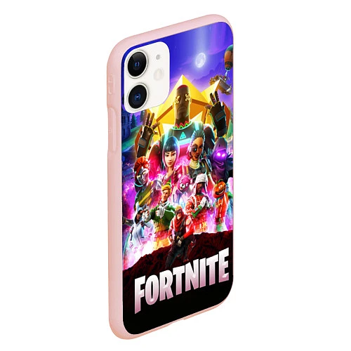 Чехол iPhone 11 матовый Fortnite: Battle Royale / 3D-Светло-розовый – фото 2