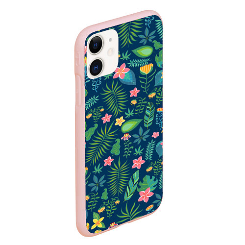 Чехол iPhone 11 матовый Тропический лес / 3D-Светло-розовый – фото 2