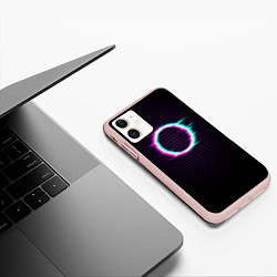 Чехол iPhone 11 матовый Глич-кольцо, цвет: 3D-светло-розовый — фото 2