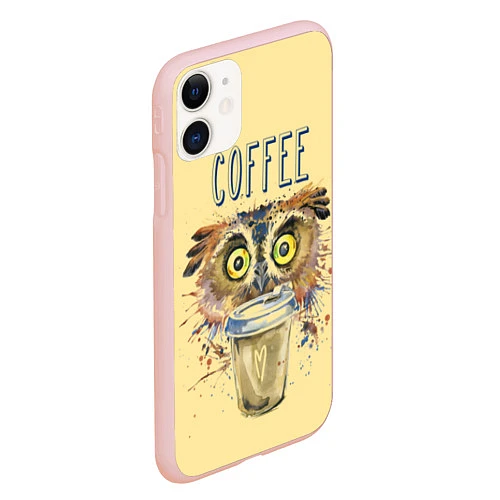 Чехол iPhone 11 матовый Owls like coffee / 3D-Светло-розовый – фото 2