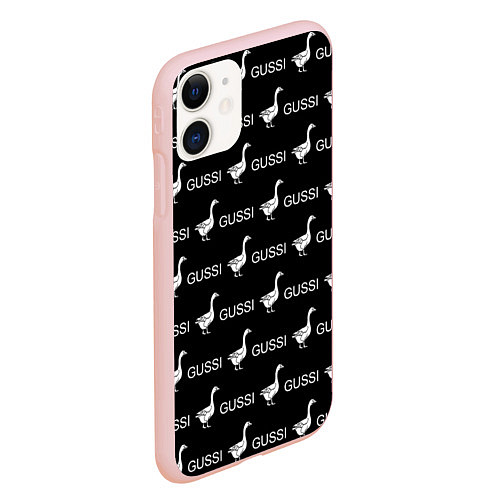 Чехол iPhone 11 матовый GUSSI: Black Pattern / 3D-Светло-розовый – фото 2