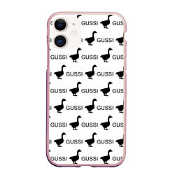 Чехол iPhone 11 матовый GUSSI: White Pattern, цвет: 3D-светло-розовый