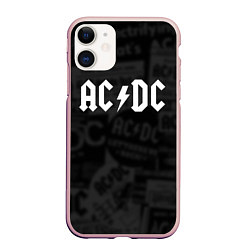Чехол iPhone 11 матовый AC/DC: Black Rock, цвет: 3D-светло-розовый
