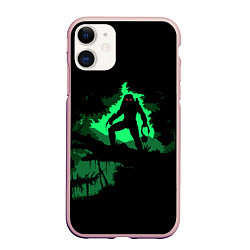 Чехол iPhone 11 матовый Хищник в лесу, цвет: 3D-светло-розовый