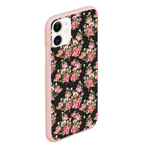 Чехол iPhone 11 матовый Брендовые цветы / 3D-Светло-розовый – фото 2