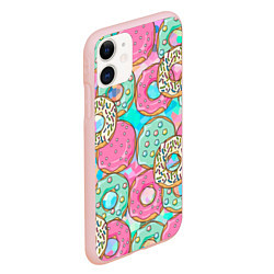 Чехол iPhone 11 матовый Сахарные пончики, цвет: 3D-светло-розовый — фото 2
