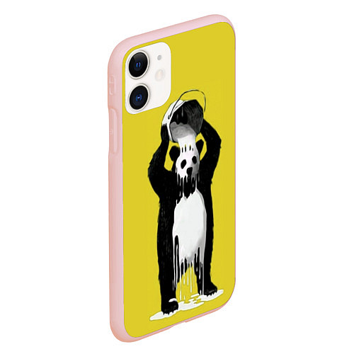 Чехол iPhone 11 матовый Панда-маляр / 3D-Светло-розовый – фото 2