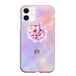 Чехол iPhone 11 матовый Цветочный шар, цвет: 3D-светло-розовый