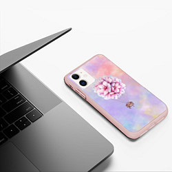 Чехол iPhone 11 матовый Цветочный шар, цвет: 3D-светло-розовый — фото 2