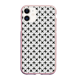 Чехол iPhone 11 матовый Геометрические крестики, цвет: 3D-светло-розовый