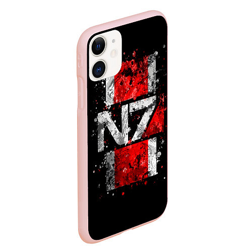 Чехол iPhone 11 матовый Mass Effect N7 / 3D-Светло-розовый – фото 2