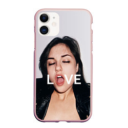 Чехол iPhone 11 матовый Sasha Grey: LOVE, цвет: 3D-светло-розовый
