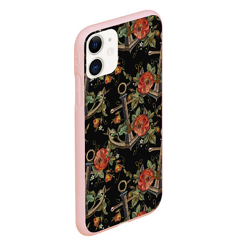 Чехол iPhone 11 матовый Якоря с маком / 3D-Светло-розовый – фото 2